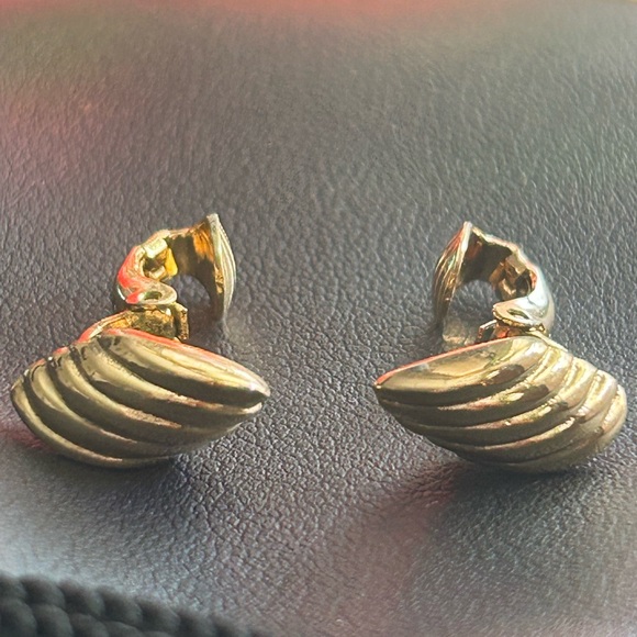 Vintage Christian Dior Gold Plated Clip On Earrings Authentic